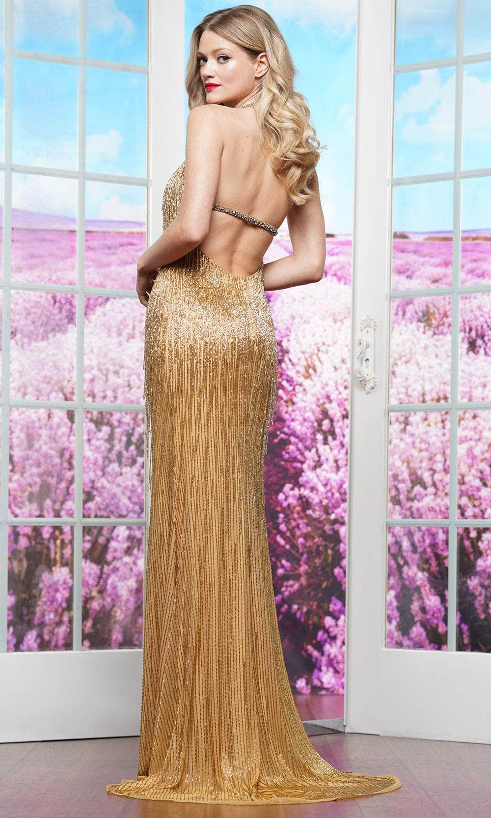 Colors Dress 3558 - Halter Neck Beaded Prom Gown Evening Dresses