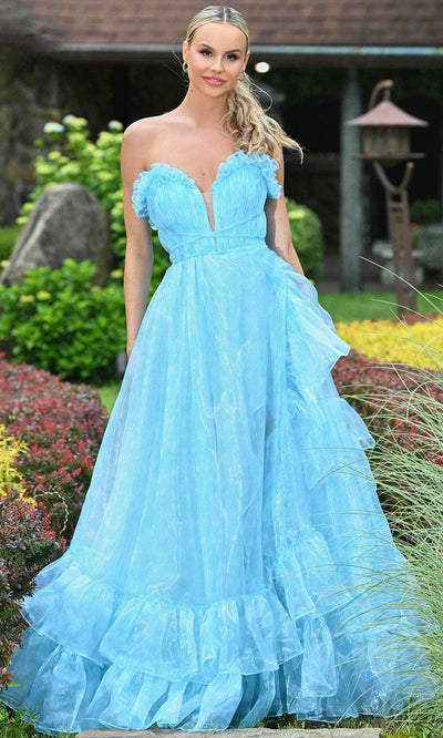 Colors Dress 3591 - Ruched Sheer Insert Prom Gown Prom Dresses