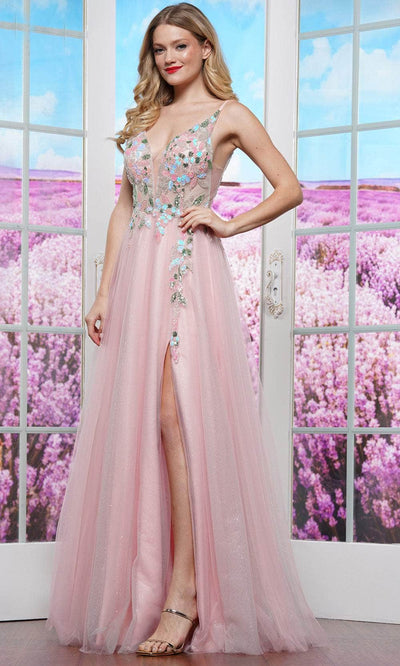 Colors Dress 3612 - Embroidered Sheer Insert Prom Gown Prom Dresses