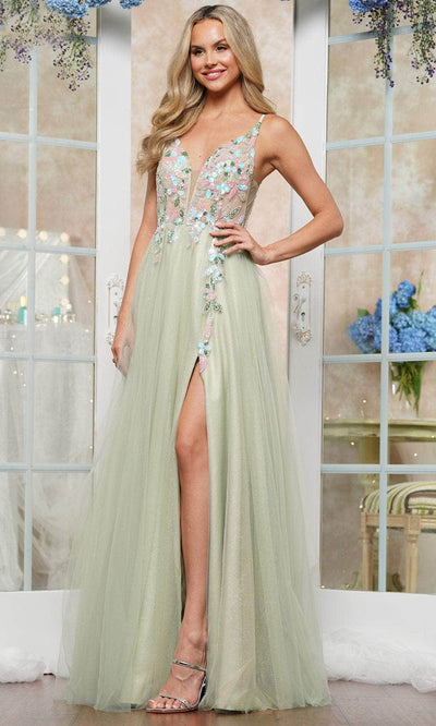 Colors Dress 3612 - Embroidered Sheer Insert Prom Gown Prom Dresses