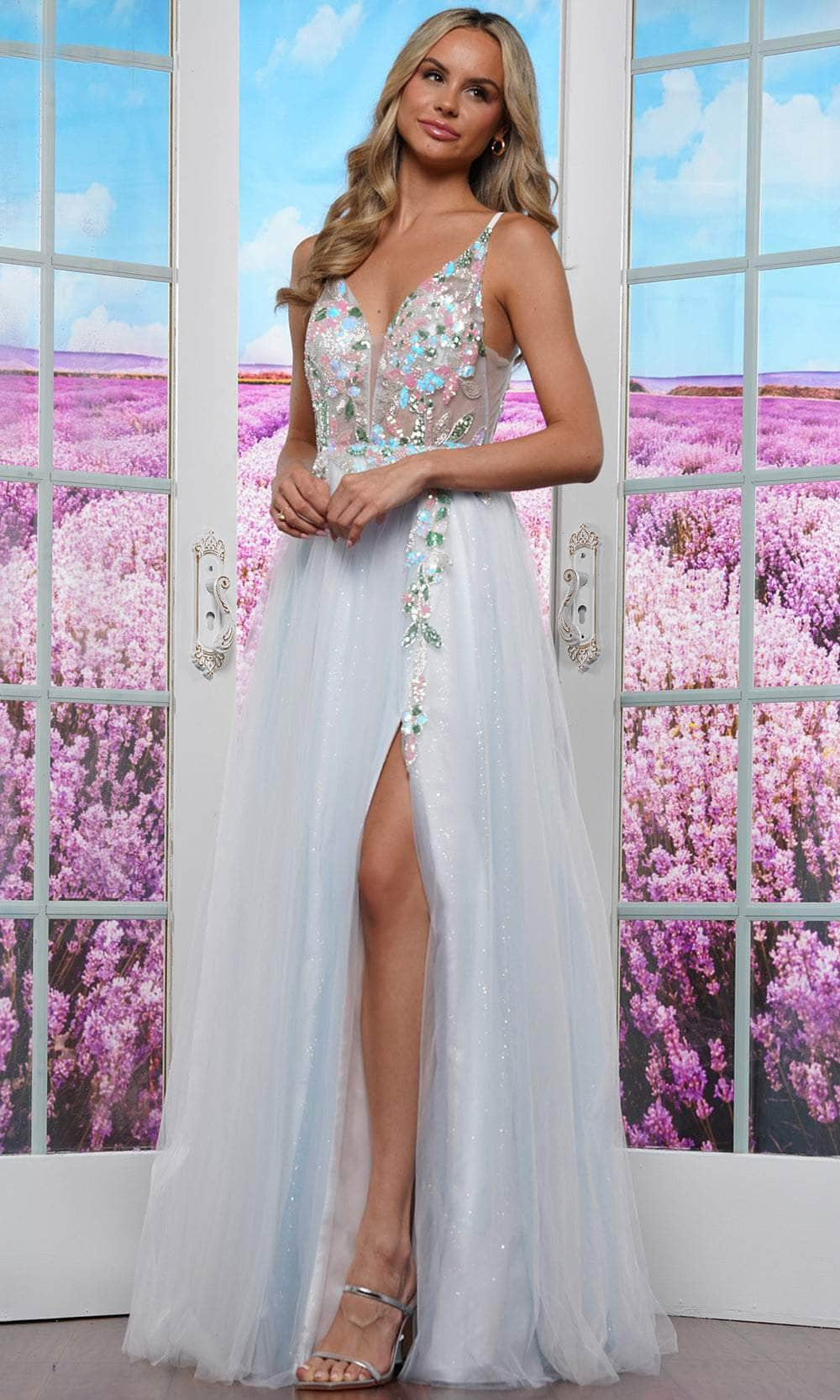 Colors Dress 3612 - Embroidered Sheer Insert Prom Gown Prom Dresses