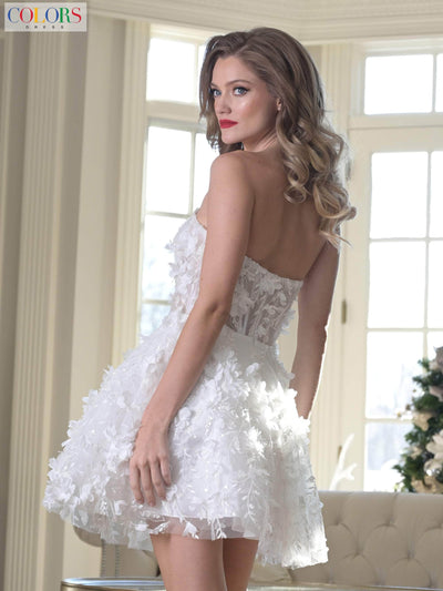 Colors Dress 3659 - Strapless Sequin A-Line Dress Cocktail Dresses