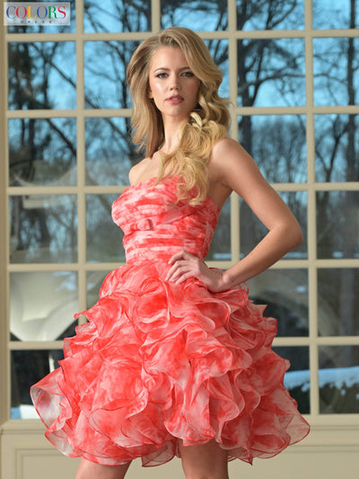 Colors Dress 3670 - Ruffle Skirt Sweetheart Party Dress Homecoming Dresses