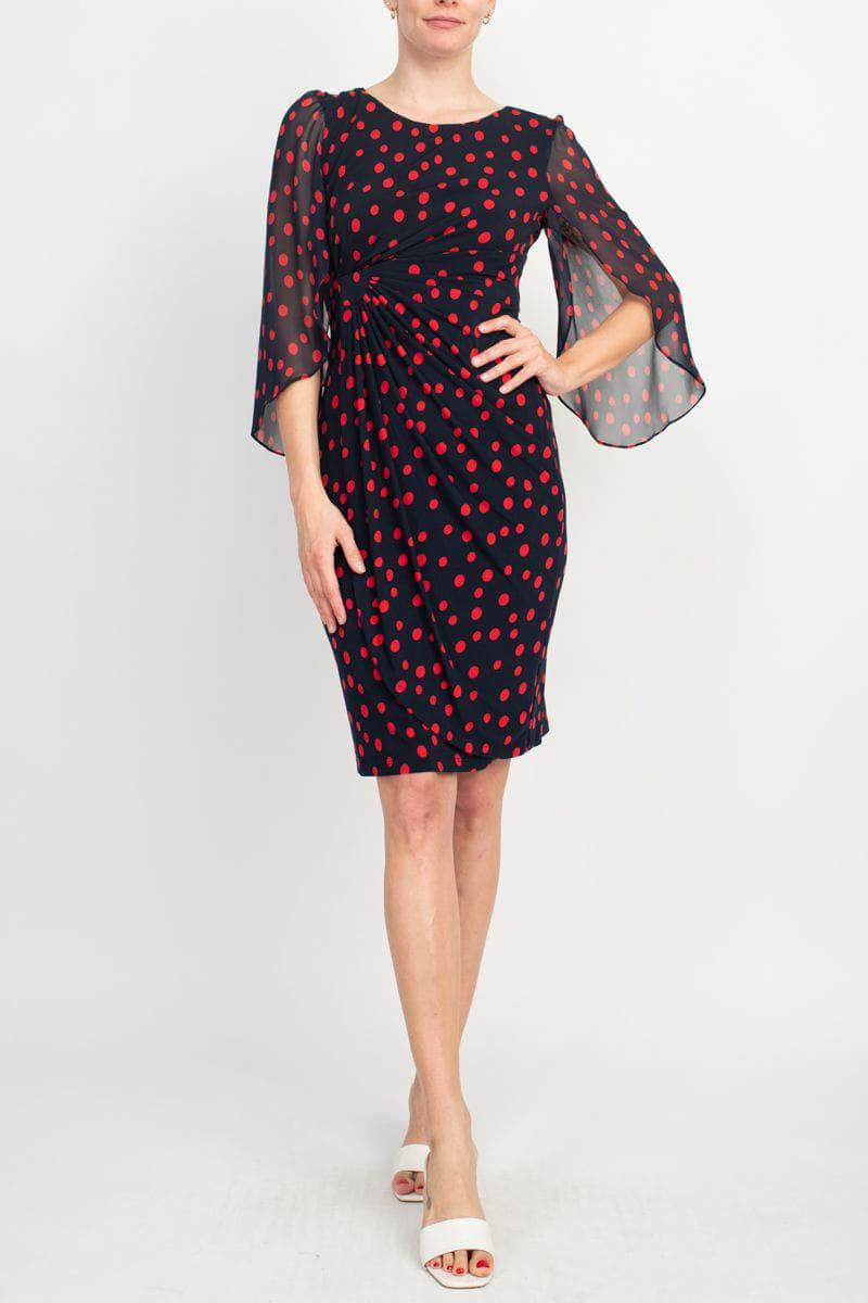 Connected Apparel TFW01832M1 - Printed Ruched Bodice Cocktail Dress