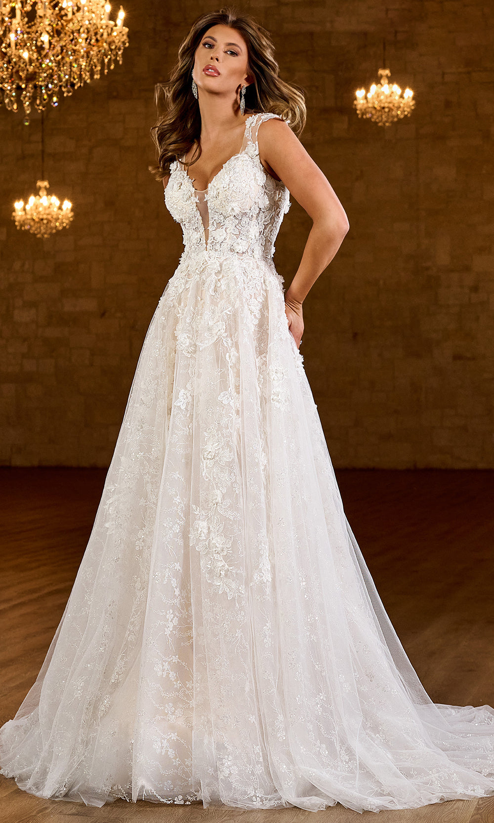 Rachel Allan RB4194 - Floral Applique A-line Bridal Dress Wedding Dresses