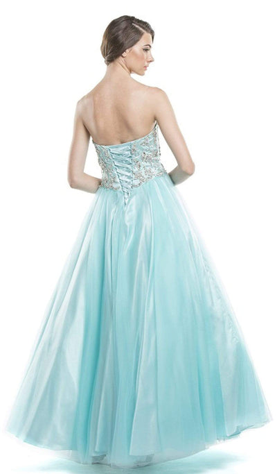 Crystal Embellished Strapless Evening Gown Ball Gowns