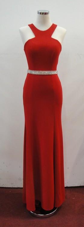 Cut-In Shoulder Long Evening Dress with Train Evening Dresses XXS / Burgundy