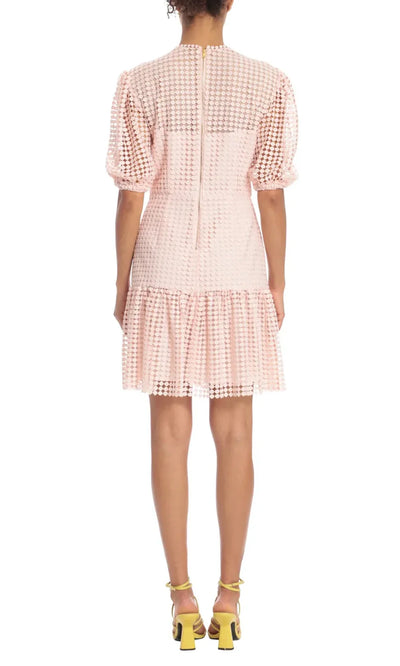Donna Morgan D8047M - Puff Sleeve Textured Lace Short Dress Wedding Guest