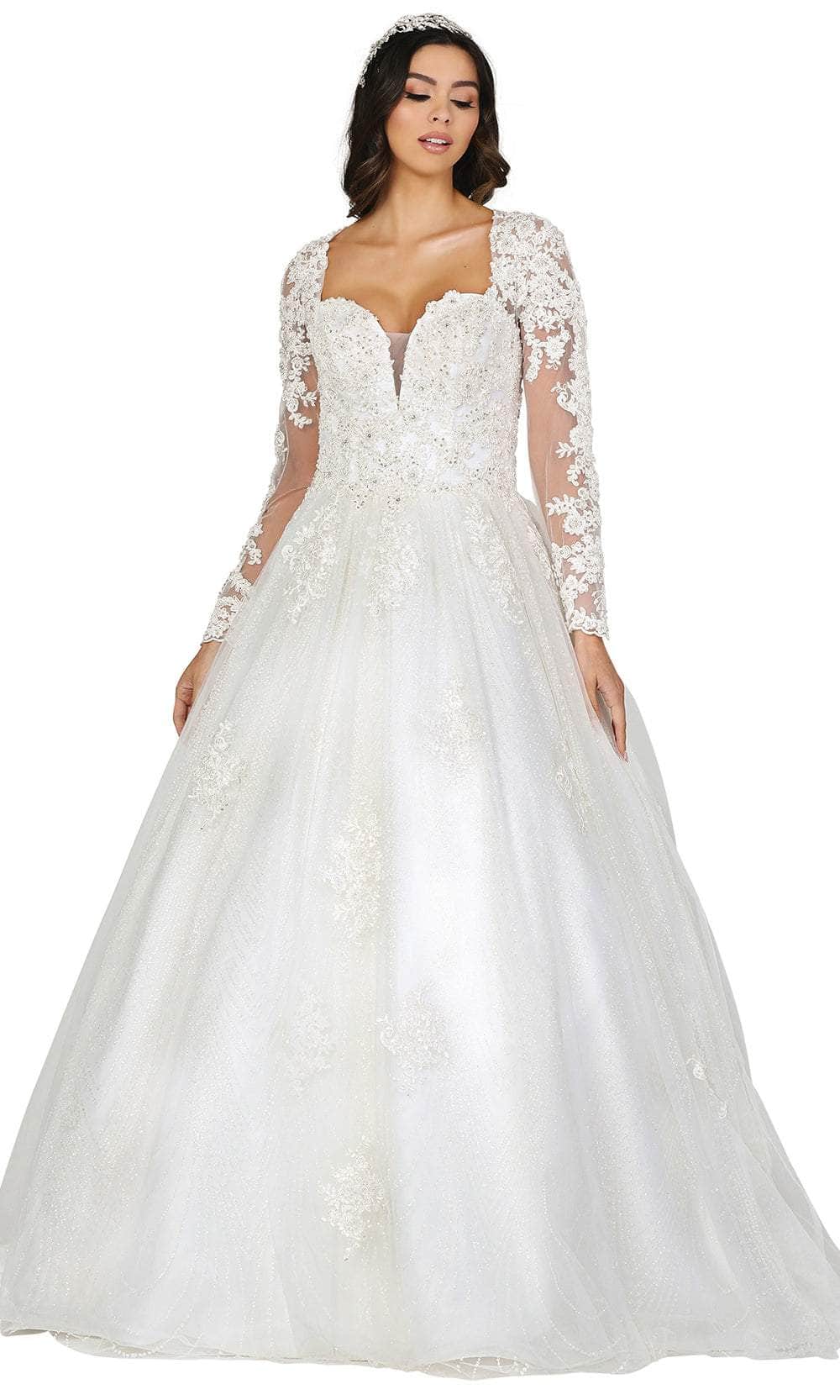 Dancing Queen 0156 - Plunging Wedding Ballgown Wedding Dresses XS /  Off White