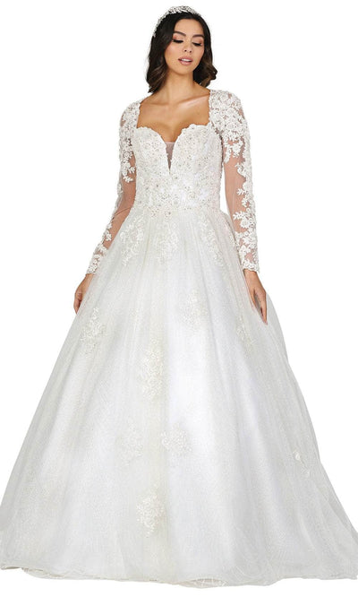 Dancing Queen 0156 - Plunging Wedding Ballgown Wedding Dresses XS /  Off White