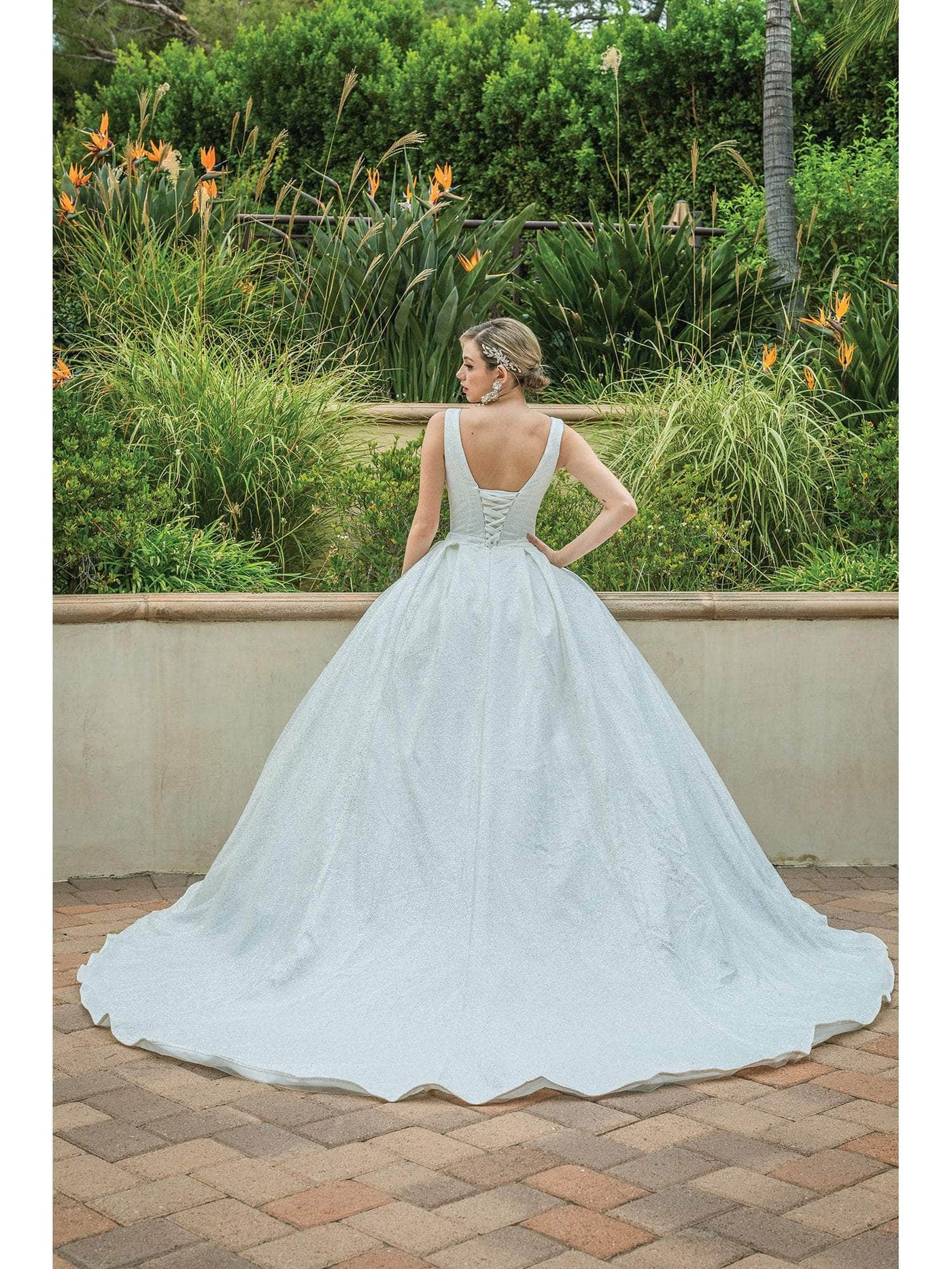 Dancing Queen 0166 - Embroidered Plunging Neck Ballgown Special Occasion Dresses