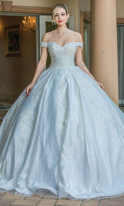 Dancing Queen 0169 - Sweetheart Neck Off-Shoulder Ballgown Quinceanera Dresses XS /  Off White