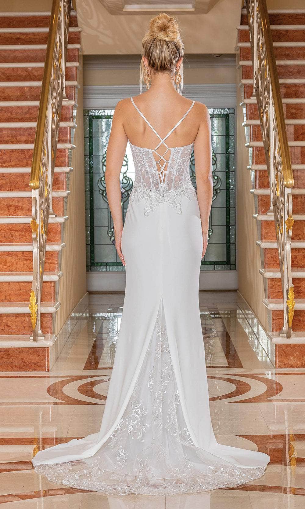 Dancing Queen Danq_0204 - Long Sheath Dress - Sleeveless, Corset Bodice, Embroideries, Spaghetti Straps, Crisscross Back, Lace-Up Back, Back Slit With Dancing Queen Danq_0204 - Long Sheath Dress - Sleeveless, Corset Bodice, Embroideries, Spaghetti Straps, Crisscross Back, Lace-Up Back, Back Slit With