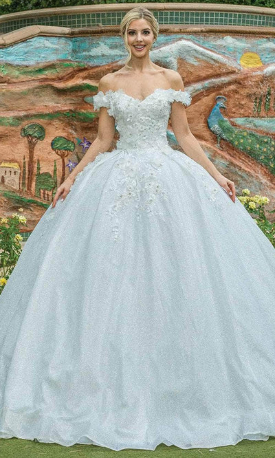 Dancing Queen 0213 - 3D Floral Embellished Ballgown Quinceanera Dresses XS /  Off White