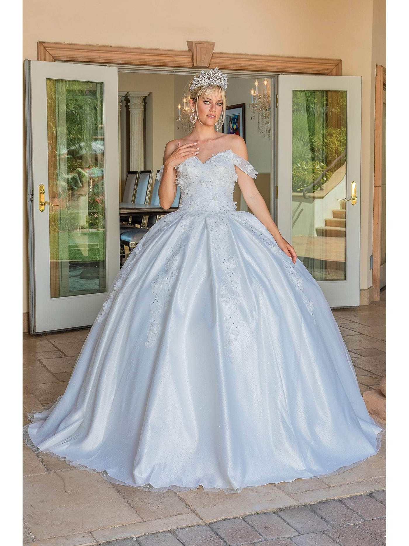 Dancing Queen 0239 - Off-Shoulder 3D Floral Applique Ballgown Special Occasion Dresses