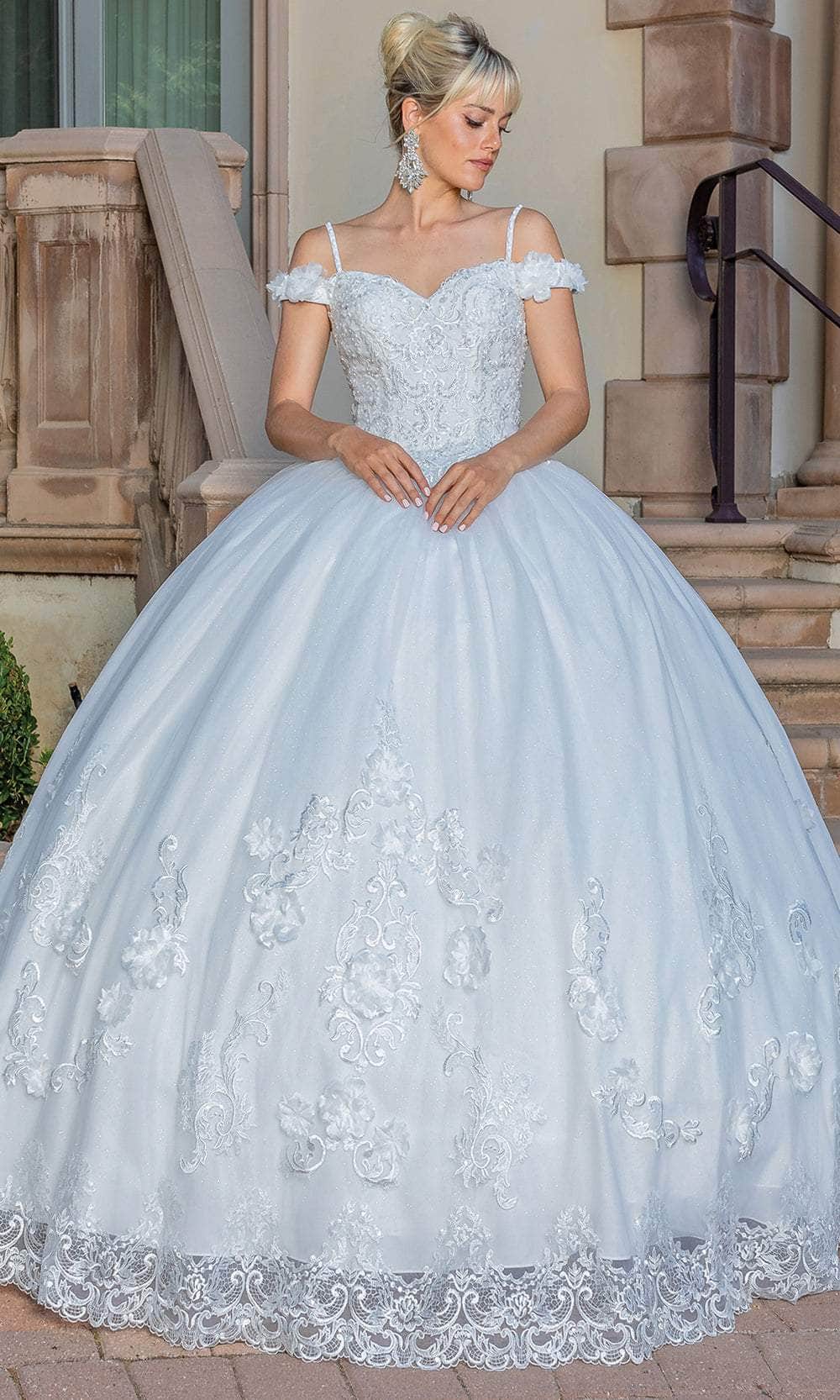Dancing Queen 0257 - Embroidered Wedding Ballgown Quinceanera Dresses XS /  Off White