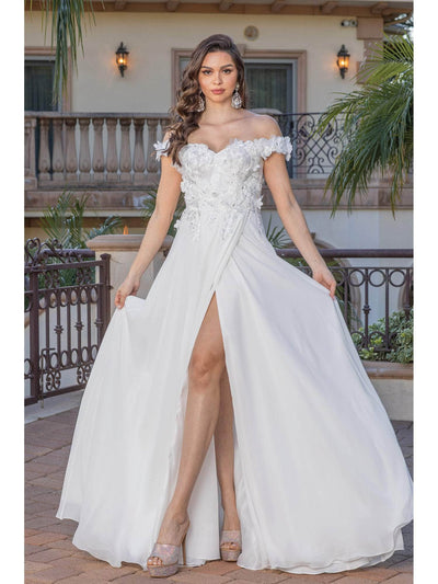 Dancing Queen 0261 - Off-Shoulder Floral Embellished Wedding Dress Special Occasion Dresses