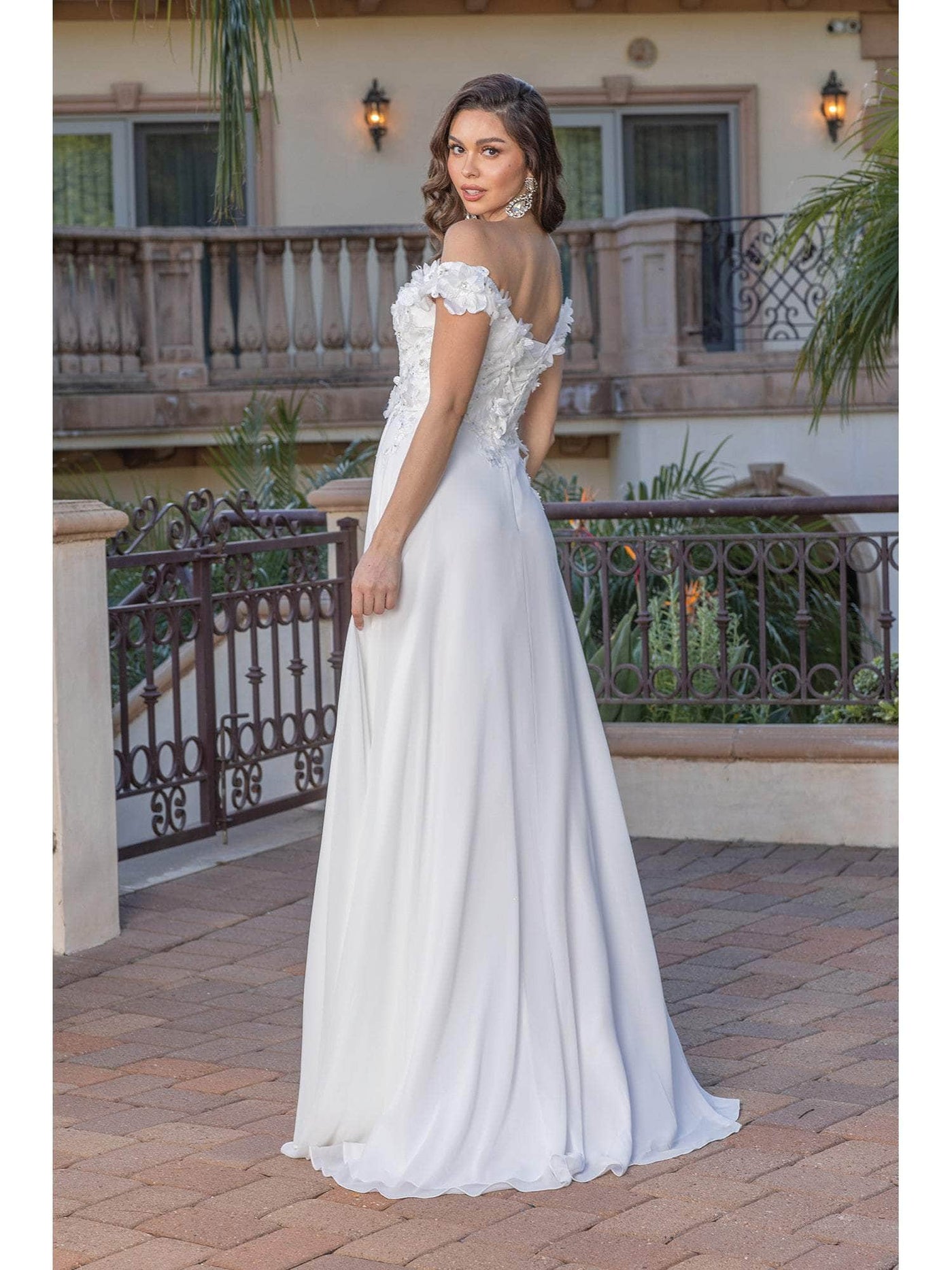 Dancing Queen 0261 - Off-Shoulder Floral Embellished Wedding Dress Special Occasion Dresses