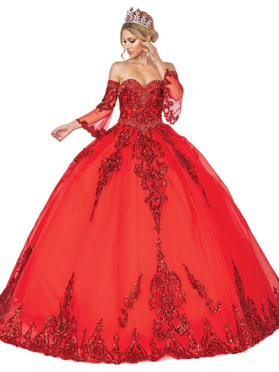 Dancing Queen - 1512 Embellished Strapless Sweetheart Ballgown Quinceanera Dresses XS / Rose Gold