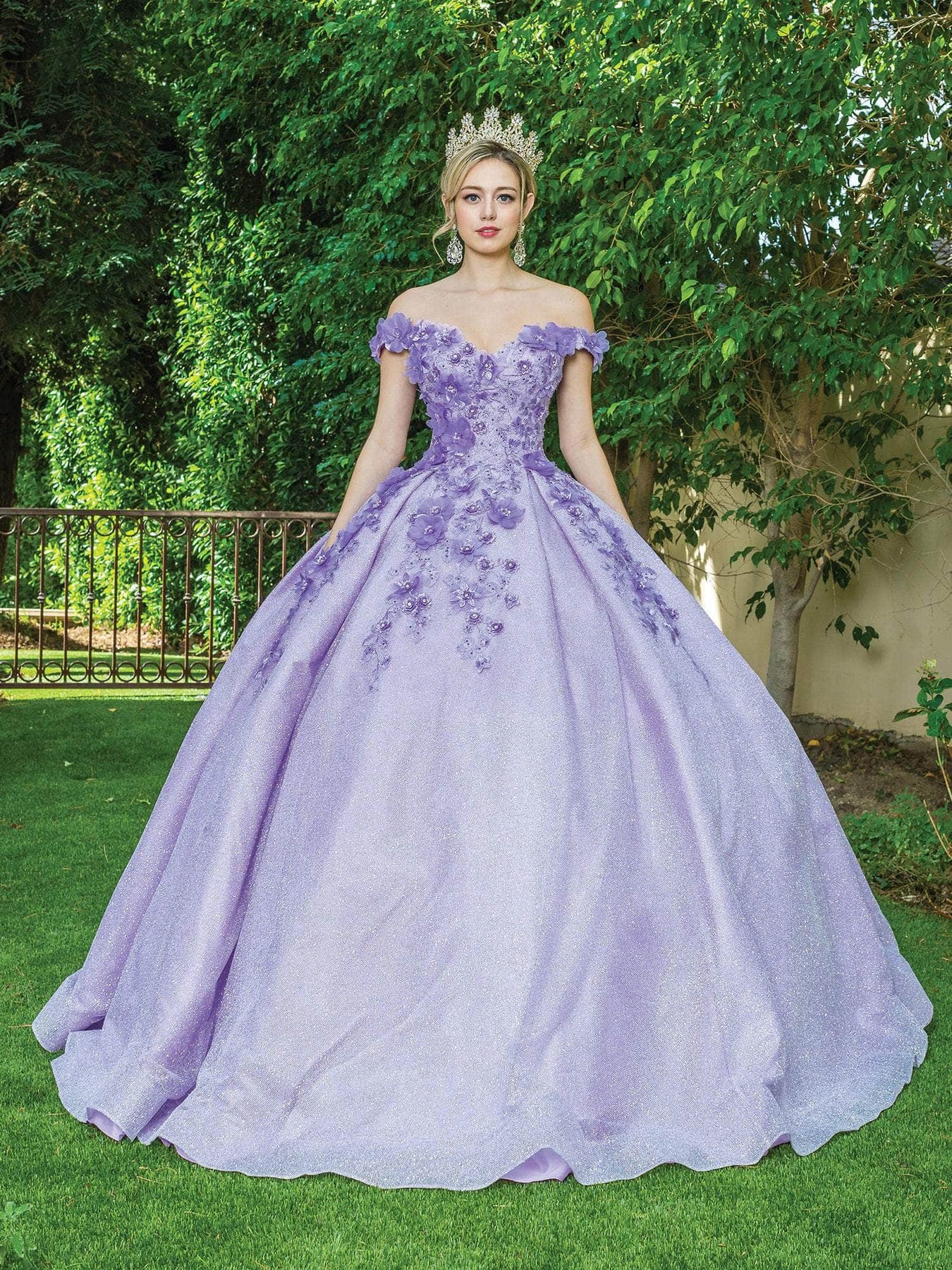 Dancing Queen - 1527 Beaded Floral Appliqued Quinceanera Gown