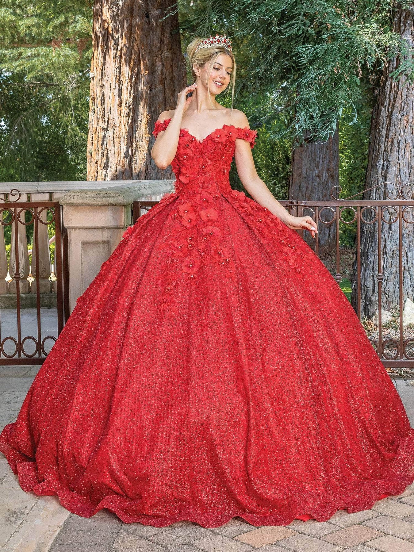 Dancing Queen - 1527 Beaded Floral Appliqued Quinceanera Gown