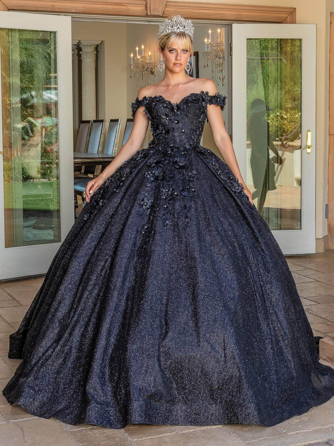 Dancing Queen - 1527 Beaded Floral Appliqued Quinceanera Gown
