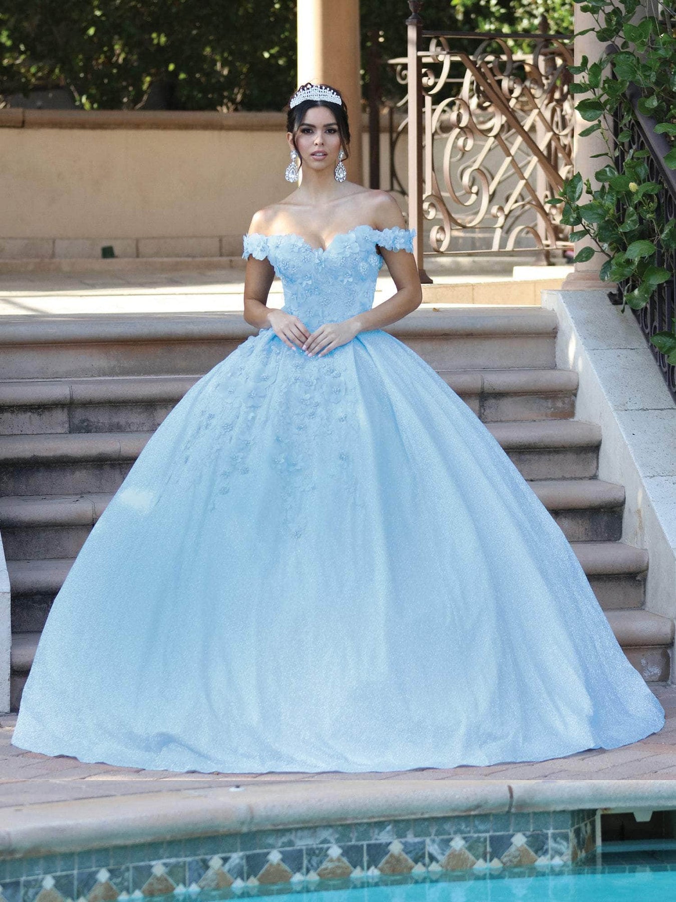 Dancing Queen - 1527 Beaded Floral Appliqued Quinceanera Gown