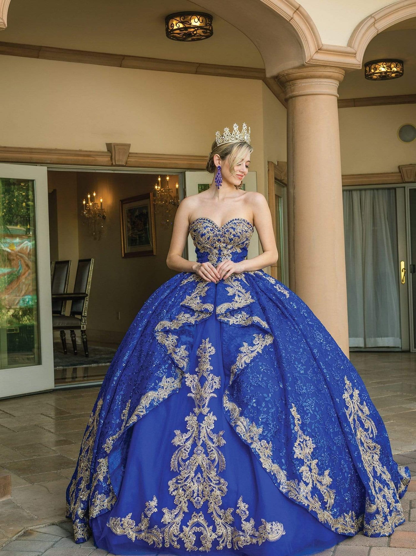 Dancing Queen - 1650 Strapless Royalty Motif Ballgown Special Occasion Dress In Blue