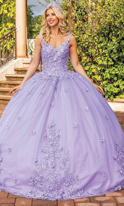 Dancing Queen 1898 - Wide Strap Embroidered Ballgown Quinceanera Dresses XS /  Lilac
