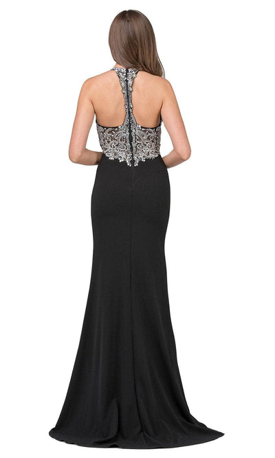 Dancing Queen 2242 - V-Neck Swirl Beaded Prom Gown Prom Dresses XS /  Black