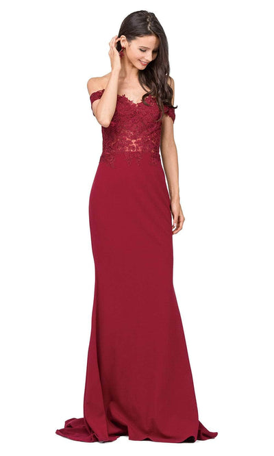 Dancing Queen 2274 - Sweetheart Lace Train Prom Gown Prom Dresses XS /  Burgundy