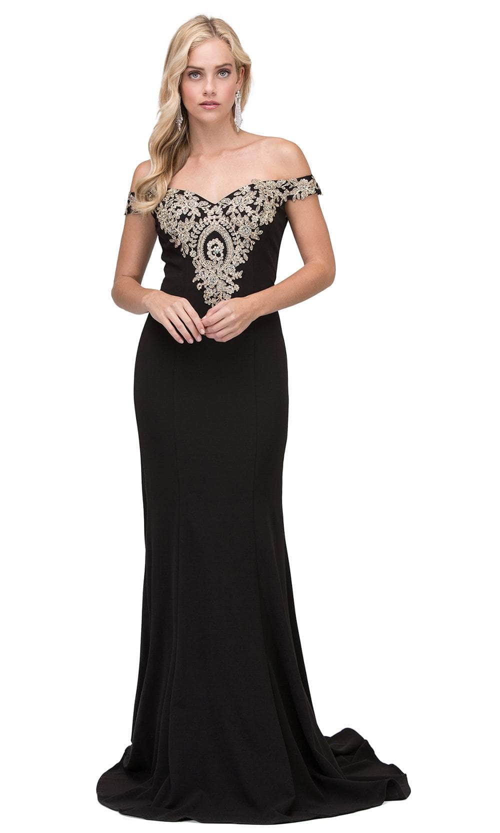 Dancing Queen 2414 - Applique Mermaid Long Dress Prom Dresses XS /  Black