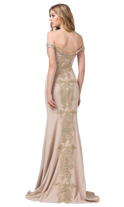 Dancing Queen 2414 - Applique Mermaid Long Dress Prom Dresses XS /  Champagne