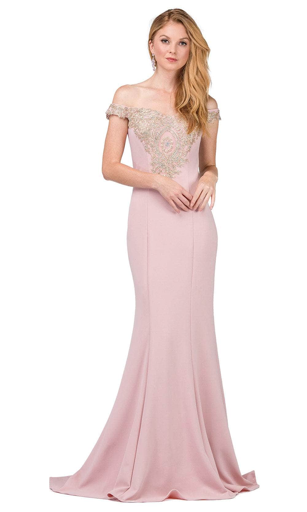 Dancing Queen 2414 - Applique Mermaid Long Dress Prom Dresses XS /  Dusty Pink