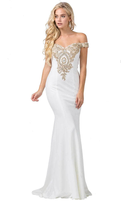 Dancing Queen 2414 - Applique Mermaid Long Dress Prom Dresses XS /  Off White