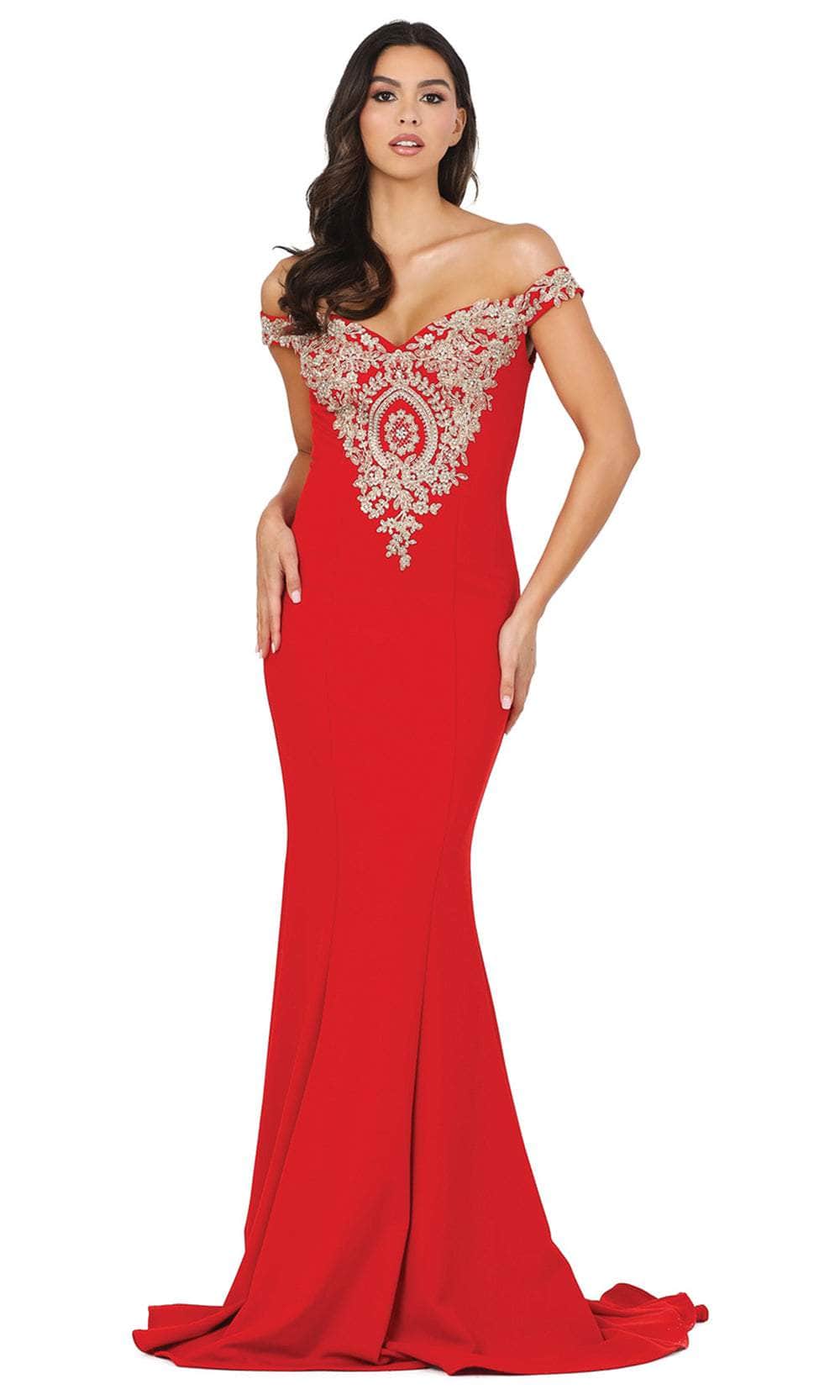 Dancing Queen 2414 - Applique Mermaid Long Dress Prom Dresses XS /  Red