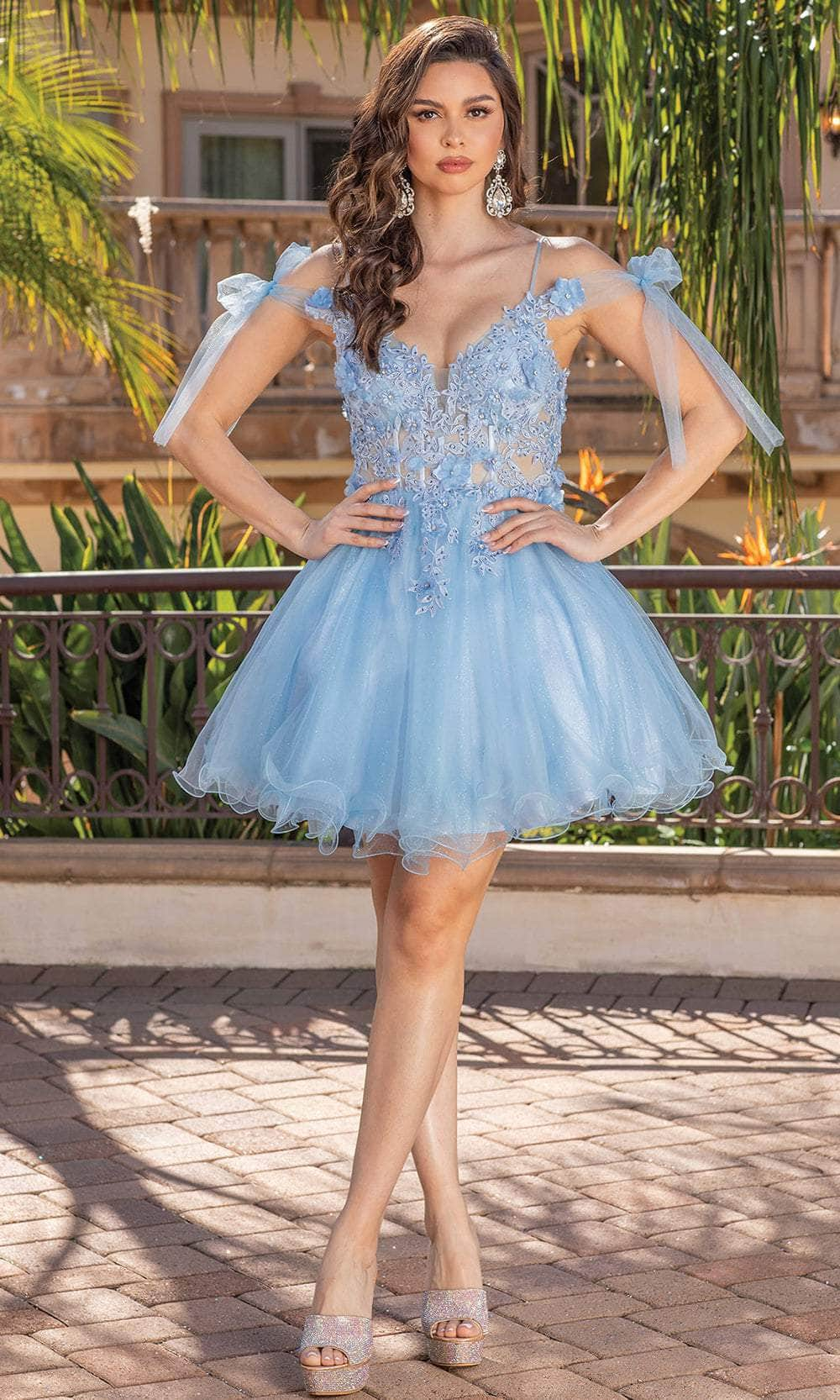 Dancing Queen 3339 - Applique Corset Cocktail Dress Special Occasion Dresses