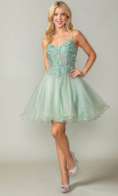 Dancing Queen 3341 - Applique Ornate Cocktail Dress Special Occasion Dresses XS /  Sage