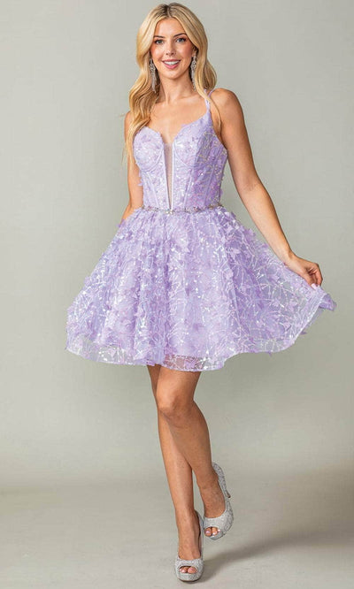 Dancing Queen 3350 - Butterfly Corset Cocktail Dress Special Occasion Dresses XS /  Lilac