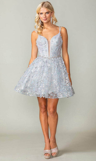 Dancing Queen 3350 - Butterfly Corset Cocktail Dress Special Occasion Dresses XS /  Silver