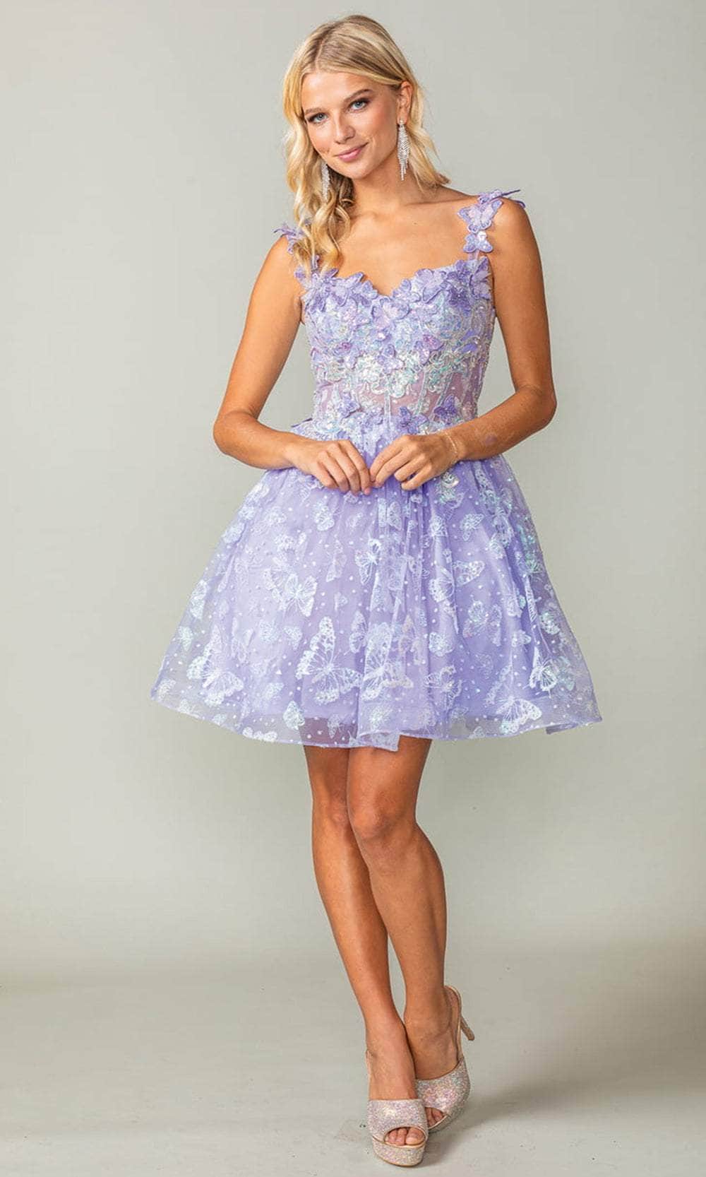 Dancing Queen 3361 - Butterfly Motif Cocktail Dress Homecoming Dresses XS /  Lilac