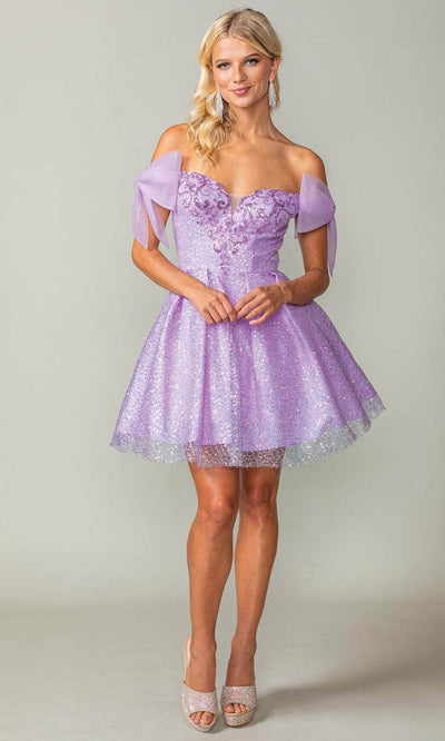 Dancing Queen 3363 - Beaded A-Line Cocktail Dress Special Occasion Dresses XS /  Lilac