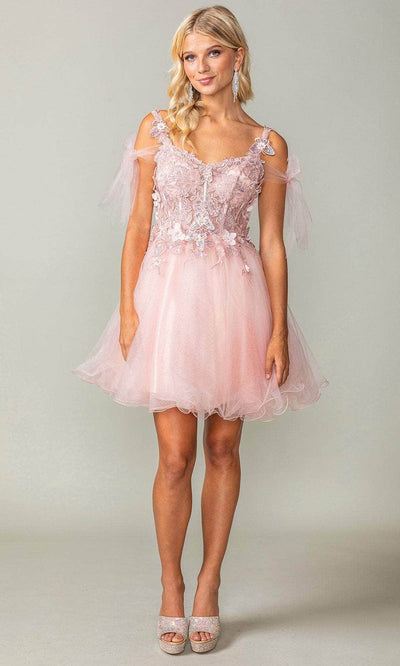 Dancing Queen 3365 - Embroidered Corset Cocktail Dress Special Occasion Dresses XS /  Blush