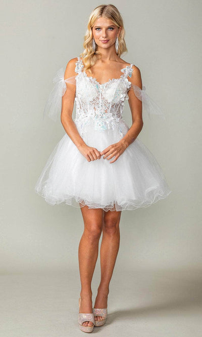 Dancing Queen 3365 - Applique Corset Cocktail Dress Special Occasion Dress XS / Off White