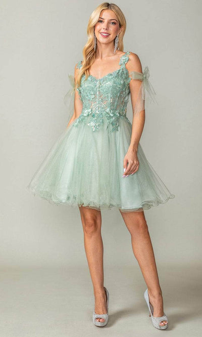 Dancing Queen 3365 - Applique Corset Cocktail Dress Special Occasion Dress XS / Sage