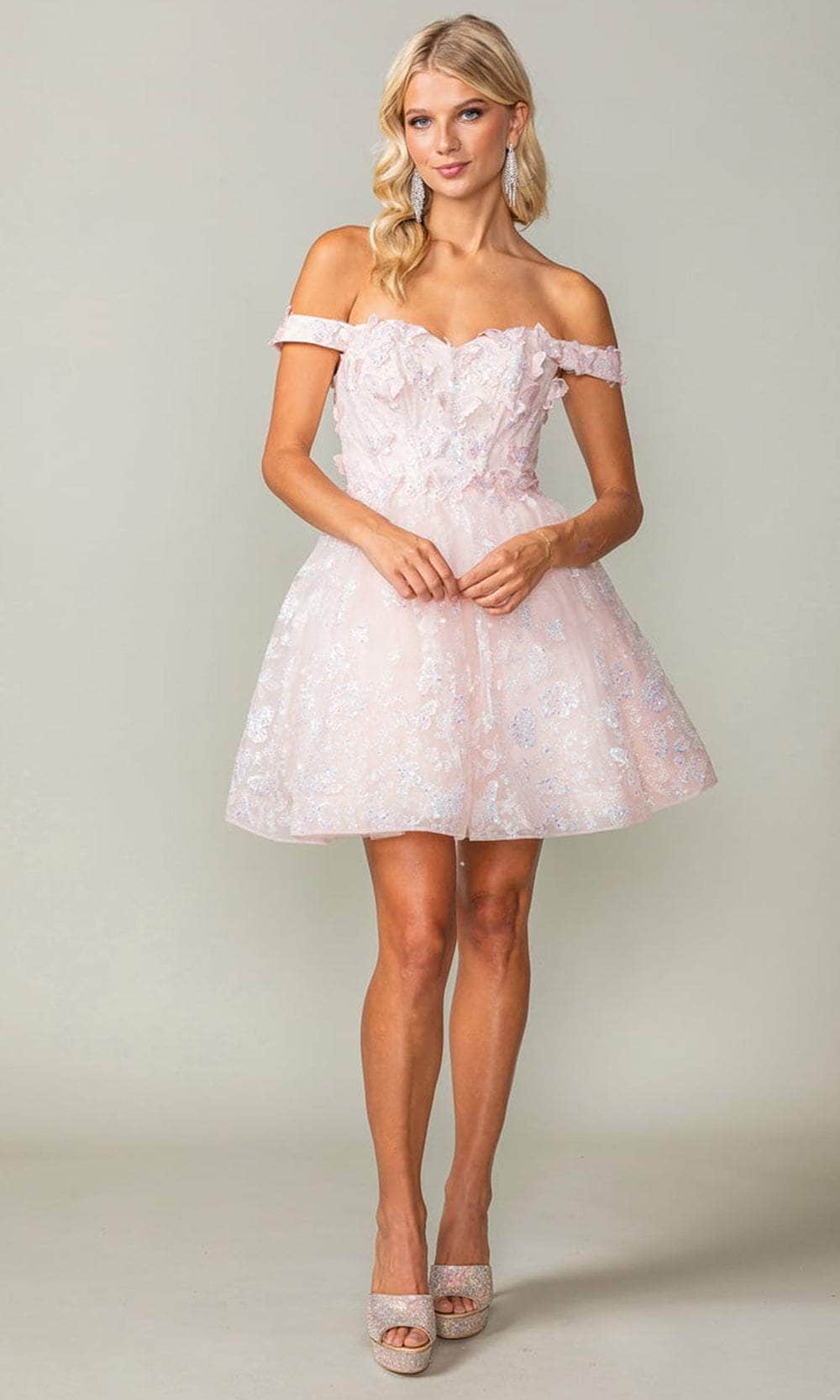 Dancing Queen 3366 - Butterfly Applique Cocktail Dress Special Occasion Dresses XS /  Blush