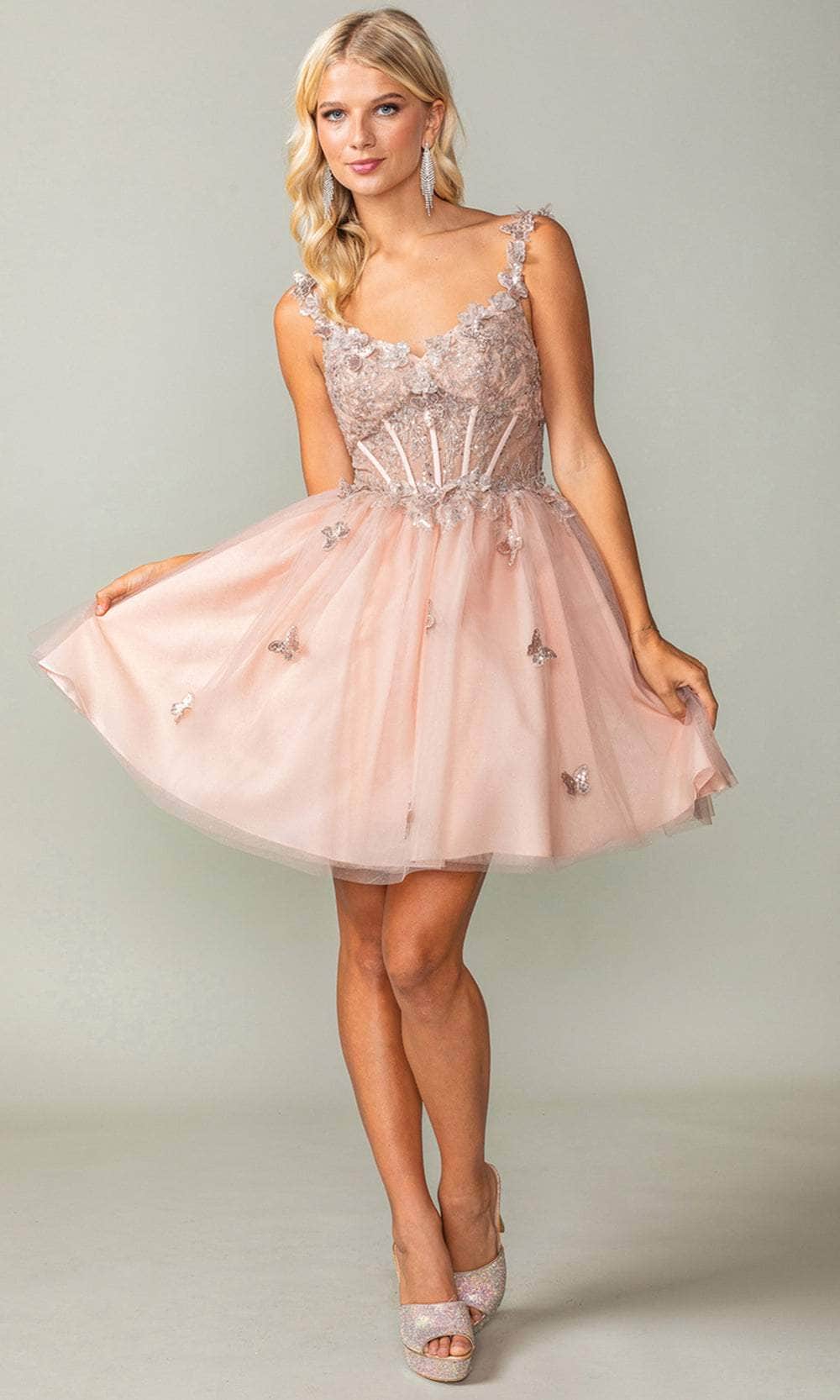 Dancing Queen 3367 - Sleeveless Butterfly Cocktail Dress Special Occasion Dresses XS /  Rose Gold