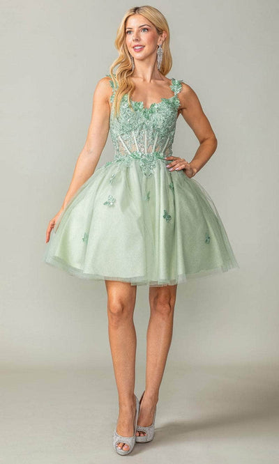Dancing Queen 3367 - Sleeveless Butterfly Cocktail Dress Special Occasion Dresses XS /  Sage