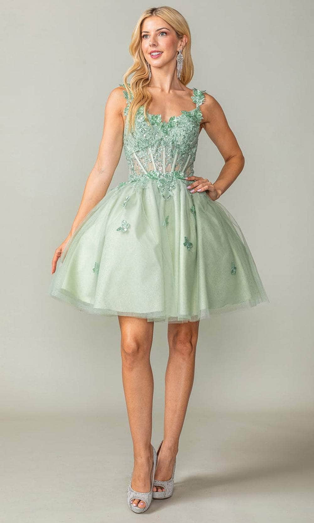 Dancing Queen 3367 - Butterfly Corset Cocktail Dress Special Occasion Dress XS / Sage