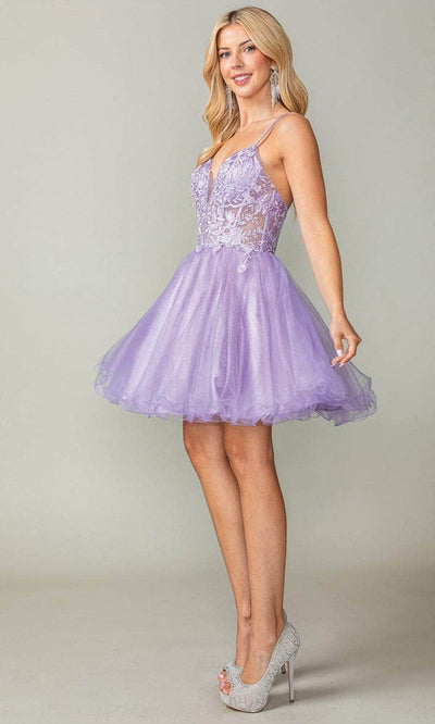 Dancing Queen 3368 - Embellished Lace Cocktail Dress Special Occasion Dresses XS /  Lilac